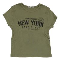 Khaki crop tričko s nápisem Terranova