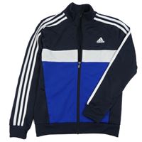 Tmavomodro-světlemodro-bílá sportovní funkční propínací mikina Adidas