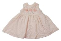Světlerůžové manšestrové šaty s 3D květy Mothercare