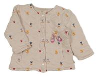 Světlerůžová propínací zateplená mikina s kytičkami Maybe Baby