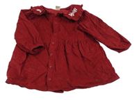 Vínové propínací manšestrové šaty s límečkem H&M