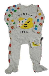 Světlešedý bavlněný overal s medvídkem George