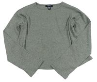 Khaki melírované úpletové crop triko New Look