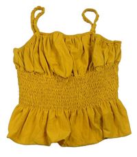 Tmavožlutý top s žabičkováním Primark