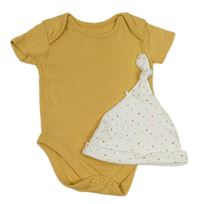 2set - okrové body + čepice s hvězdami 
