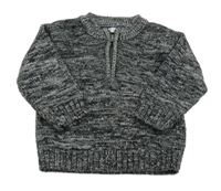 Černo-šedý melírovaný svetr 