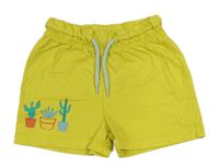 Žluté bavlněné kraťasy s kaktusy Lupilu