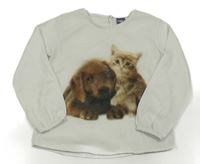 Bílé tylové triko s pejskem a kočičkou Kiki&Koko