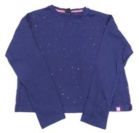 Tmavomodré crop triko s kamínky Desigual