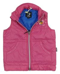Růžová šusťáková lehká zateplená vesta s koněm