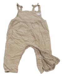 Béžové puntíkaté manšestrové laclové podšité kalhoty Zara