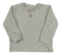 Šedé žebrované úpletové triko s knoflíky George