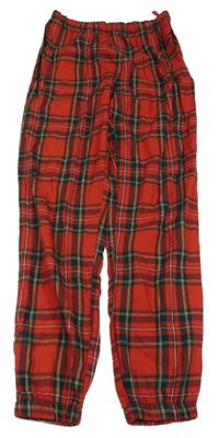 Červeno-tmavozeleno-bílé kostkované pyžamové kalhoty H&M