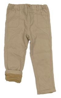 Béžové plátěné podšité kalhoty Kiabi