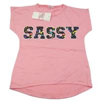 Nové - Růžové tričko s nápisem 