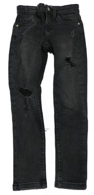 Černé super skinny rifle s dírami Zara