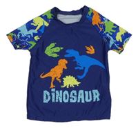 Tmavomodré UV tričko s dinosaury Shein