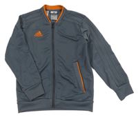 Šedá propínací sportovní mikina s logem Adidas