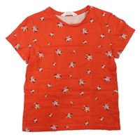Červené tričko s kytičkami H&M