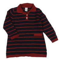 Tmavomodro-rubínové pruhované pletené šaty s límečkem H&M