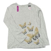 Šedé triko s motýly Primark