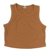 Světleskořicový žebrovaný crop top Shein 