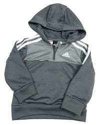 Šedá sportovní mikina s logem a kapucí Adidas 