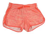 Neonově růžovo-bílé melírované šusťákové sportovní kraťasy Decathlon