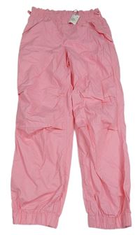 Růžové plátěné cuff kalhoty Primark
