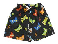 Černé plážové kraťasy s joysticky Shein