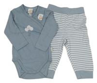 Nové - 2set - Modrošedé body + pruhované tepláky Pusblu