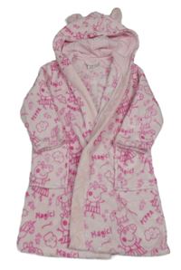 Světlerůžový chlupatý župan s Pepinou a kapucí C&A