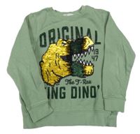 Zelená mikina s dinosaurem z překlápěcích flitrů H&M