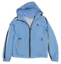 Světlemodrá šusťáková jarní bunda s kapucí