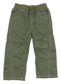 Khaki plátěné rolovací kalhoty Tu
