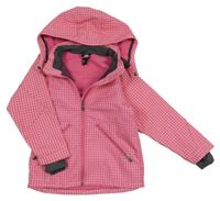 Růžovo-světlerůžová kostkovaná softshellová bunda s kapucí H&M