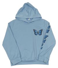Světlemodrá mikina s motýly a kapucí Shein