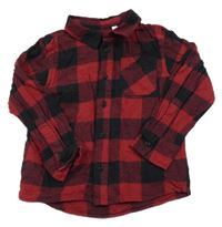 Červeno-černá kostkovaná flanelová košile Peacocks