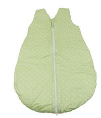 Pistáciový plátěný zateplený spací pytel s puntíky 