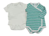 2x Bílé + zelené pruhované body 