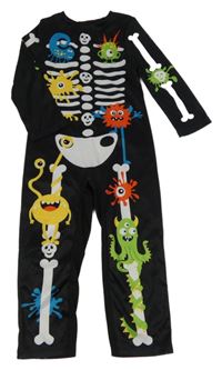 Kostým - Černý overal - kostlivec Tu