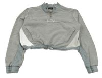 Šedo-bílá crop mikina s nápisem Mariere de Vohr