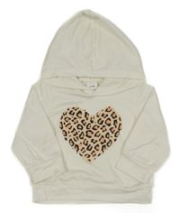 Bílá mikina se srdíčkem a kapucí 