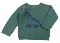 Tmavozelený svetr s dinosaurem Primark