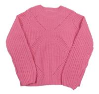 Růžový žinylkový svetr F&F