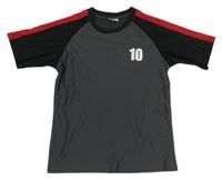 Šedo-černo-červené sportovní tričko s číslem Crane 