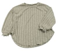 Béžovo-šedý melírovaný žebrovaný oversize svetr Shein