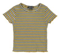 Okrovo-bílo-černé pruhované žebrované crop tričko Primark