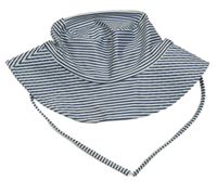 Bílo-tmavomorý pruhovaný UV klobouk H&M