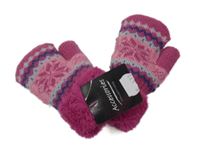 Nové - Růžovo-modré vzorované pletené zateplené palcové rukavice Accessories